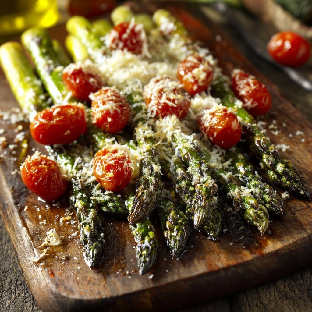 Grüner Spargel Mit Tomaten Und Parmesan