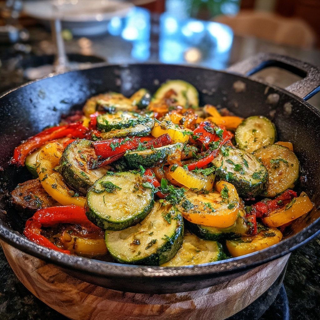 Kalorienarme Zucchini Pfanne