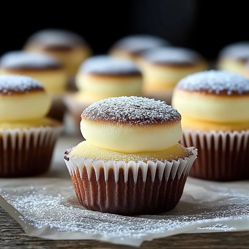 Fluffige Japanische Baumwoll-Käsekuchen-Cupcakes