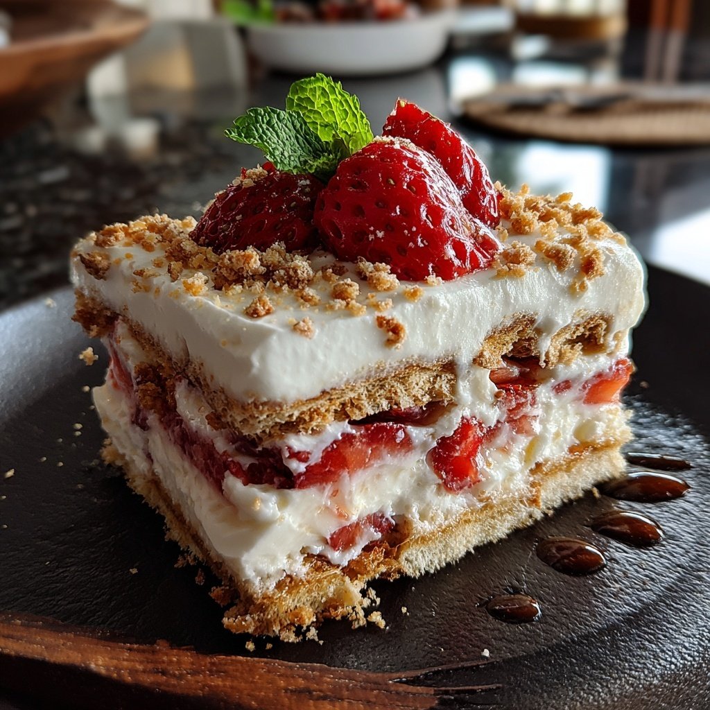 Erdbeer Pudding Schnitten