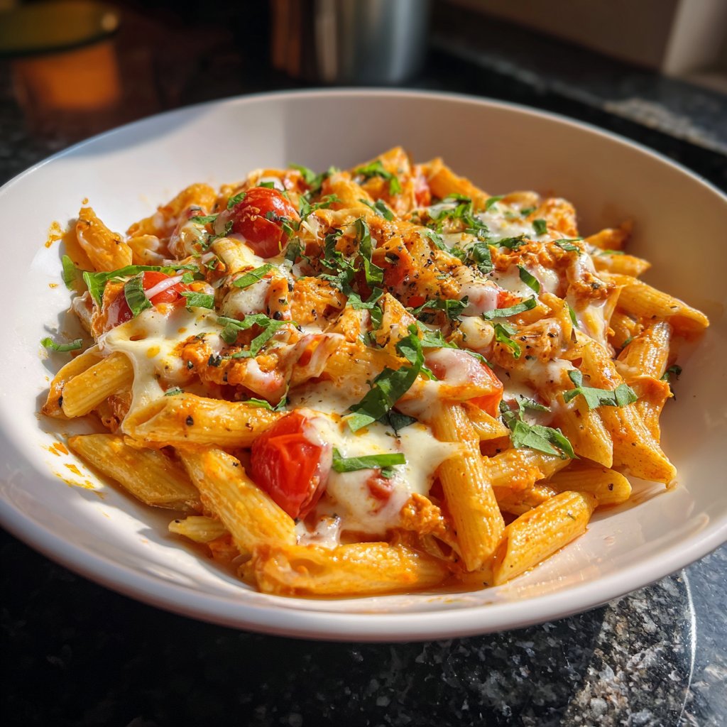 Penne mit Tomaten und Mozzarella