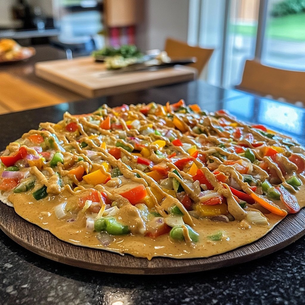 Gemüsepfanne mit Erdnusssauce