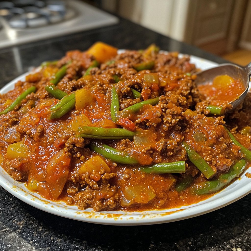Hackfleisch Pfanne mit Bohnen