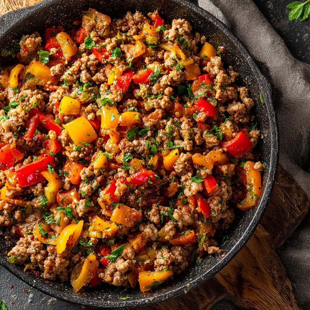 Hackfleisch Pfanne mit Paprika
