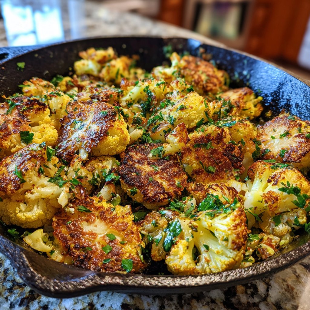 Blumenkohlpfanne mit Knoblauch