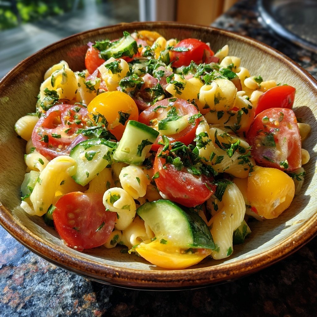 Mediterraner Nudelsalat Mit Petersilie